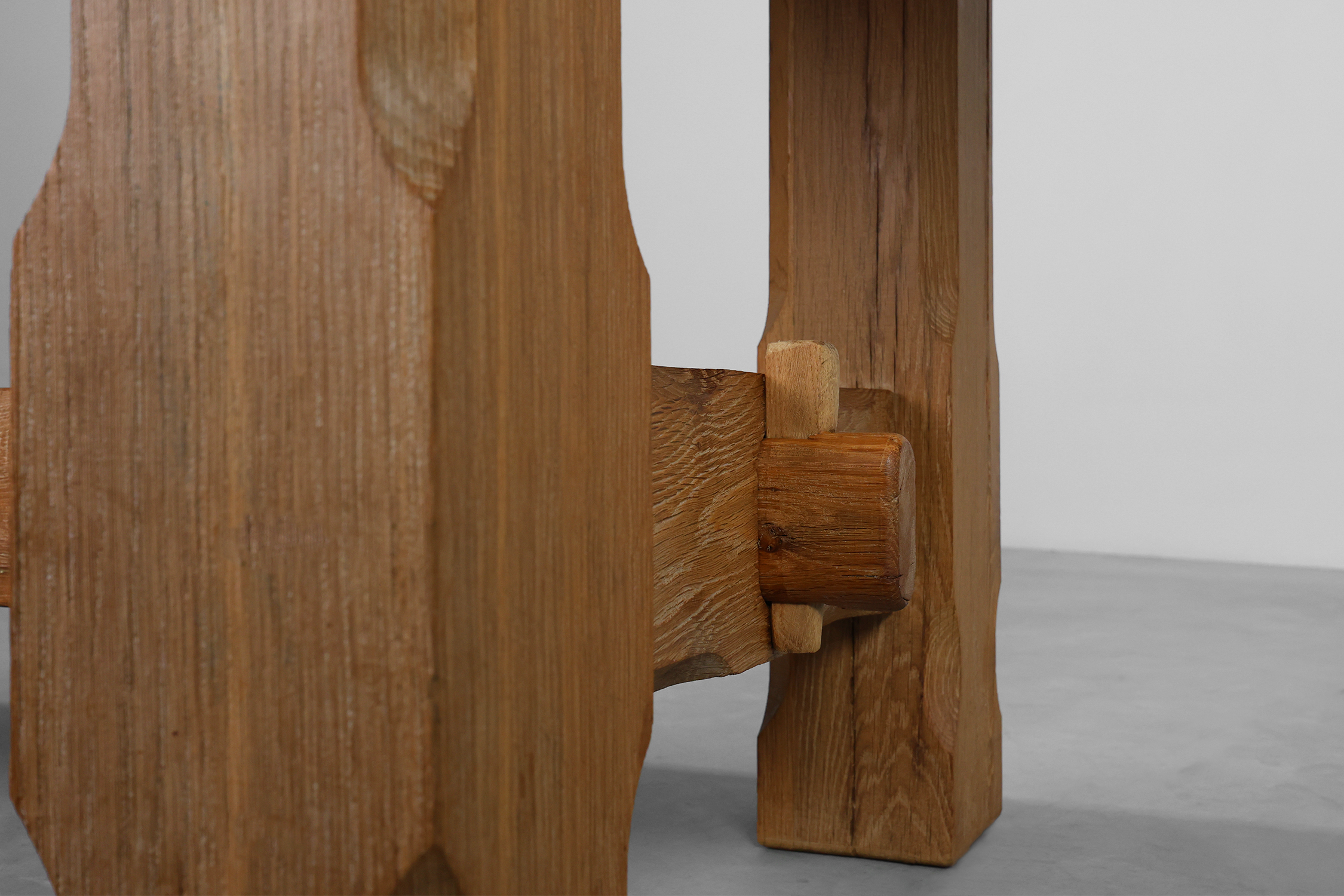 Brutalist Mid-century Oak Dining Table, Belgium 1960sthumbnail